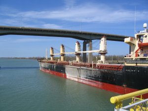 Ship under bridge